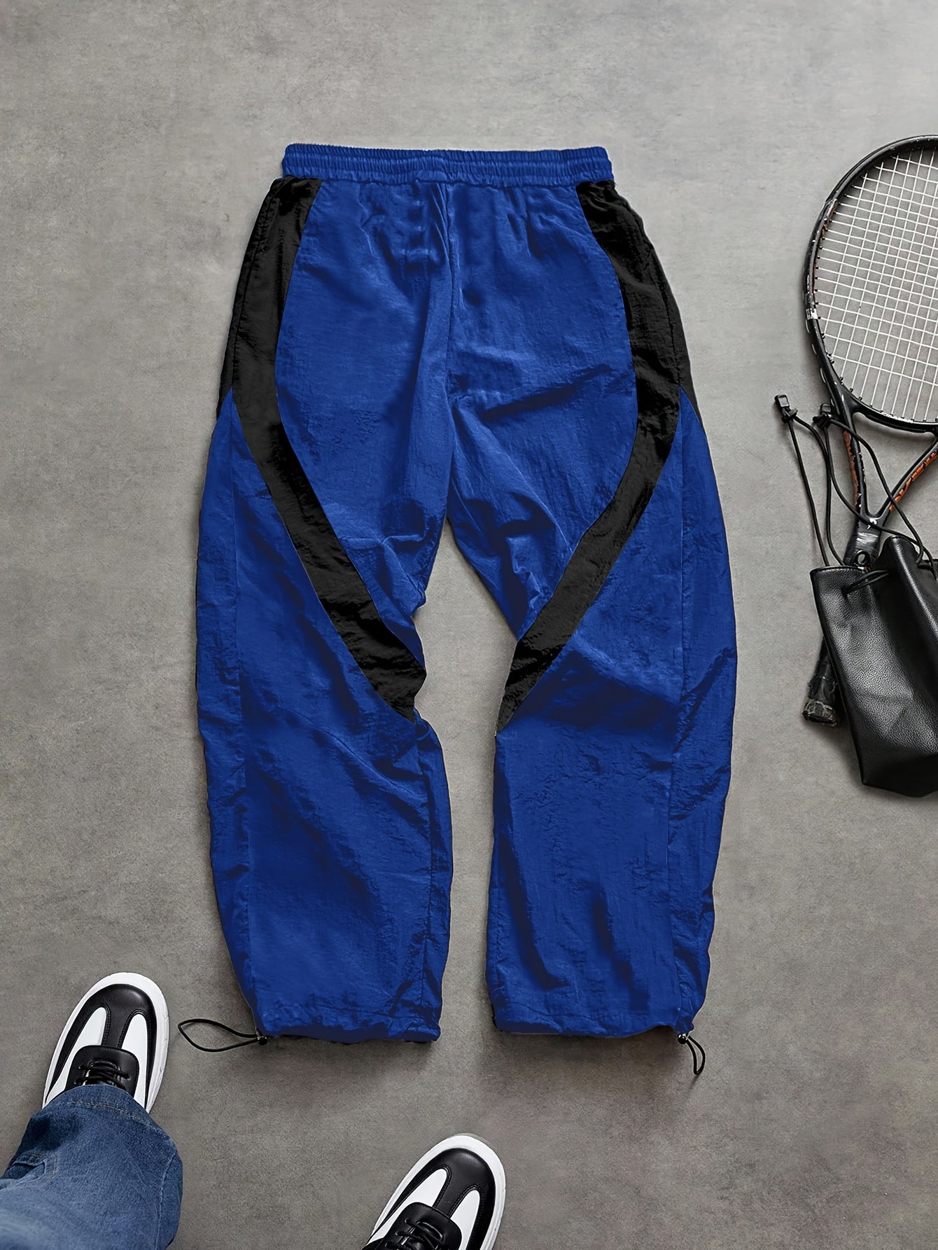 Patchwork Color-Block Striped Design Sports Pants
