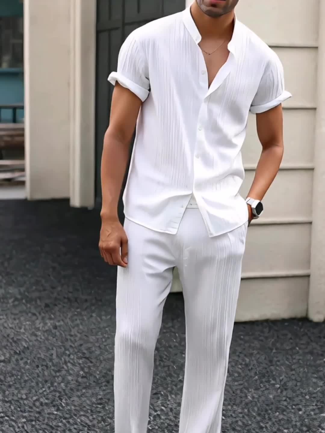 Men's Summer Solid Color 2pcs Set