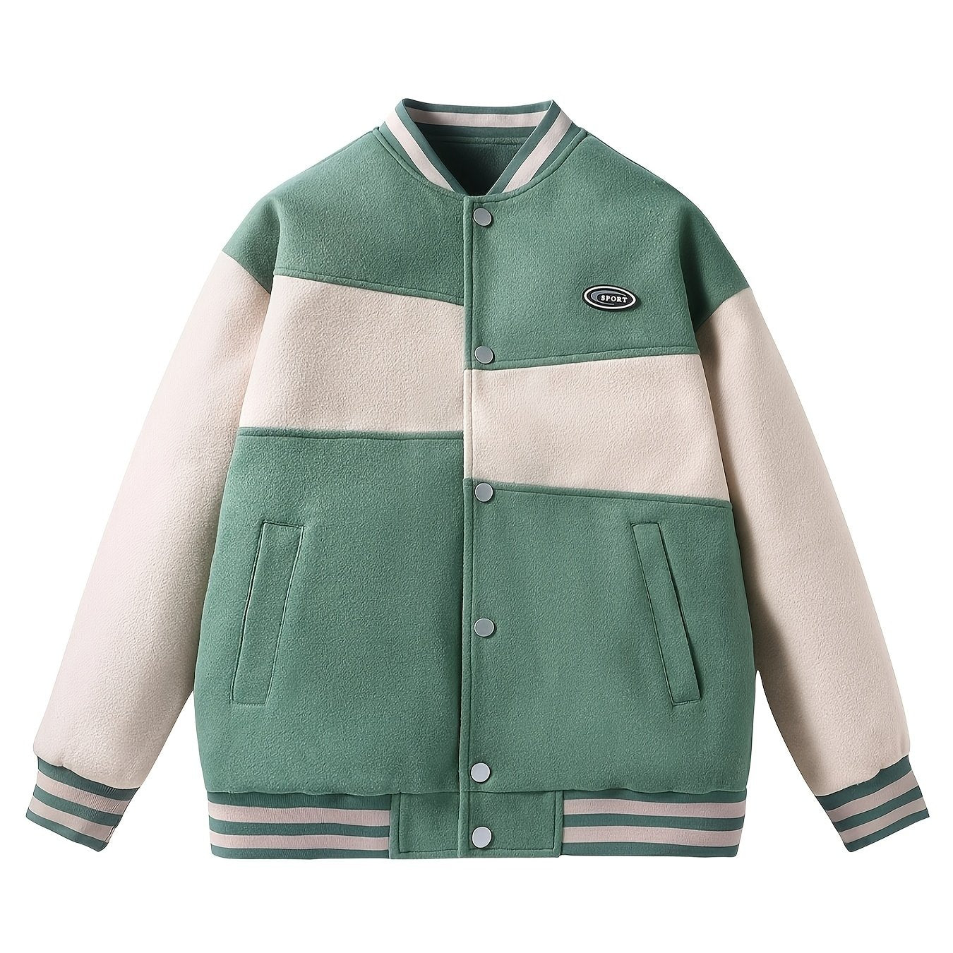 Two Tone Color Baseball Jacket