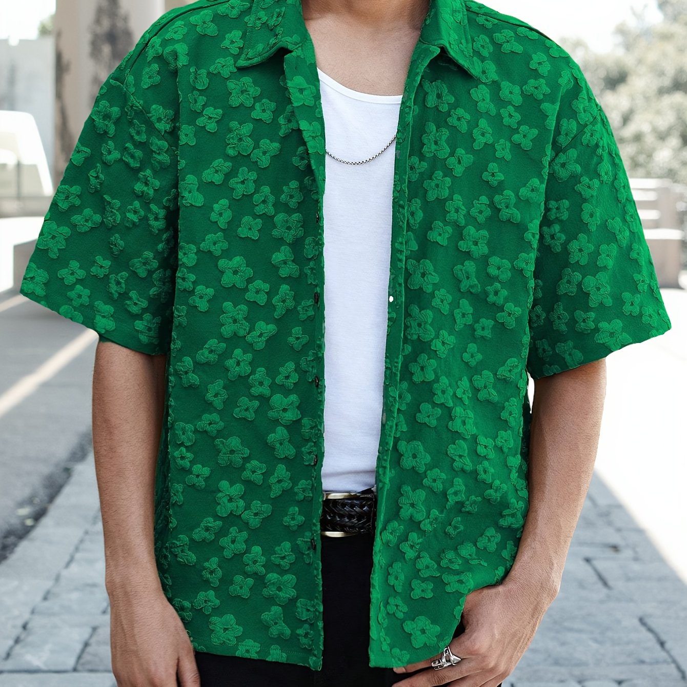 Summer Short Sleeve Button-Up Shirt