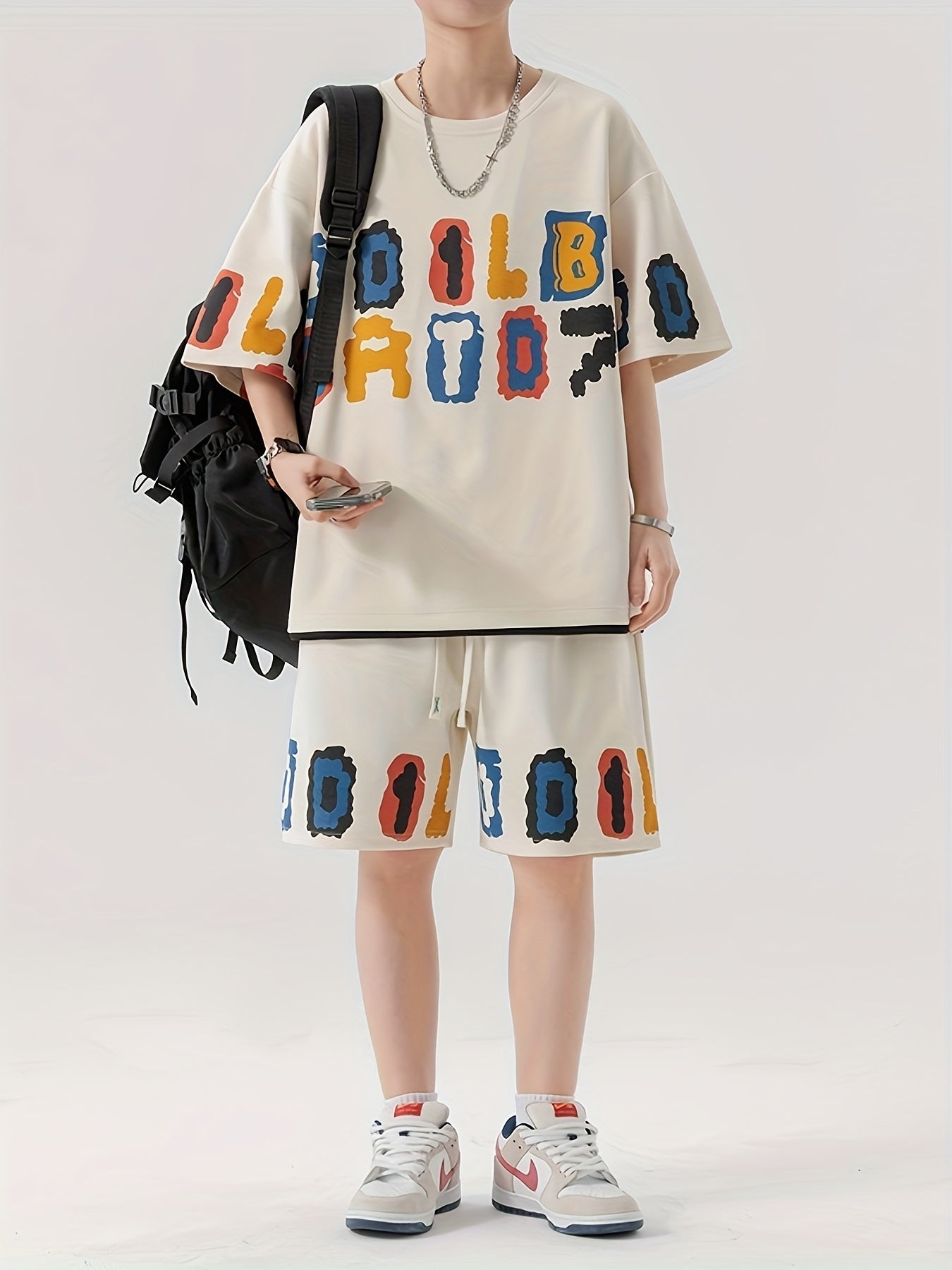 Short-sleeved T-shirt and pants suit for men