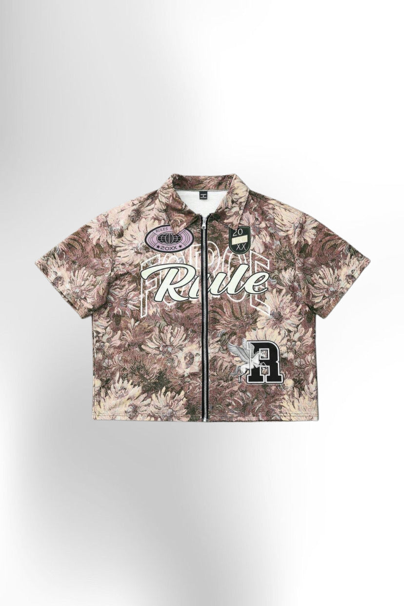 Men's Oil Painting Sunflower Print Pegasus Print Zip-Up Shirt ,