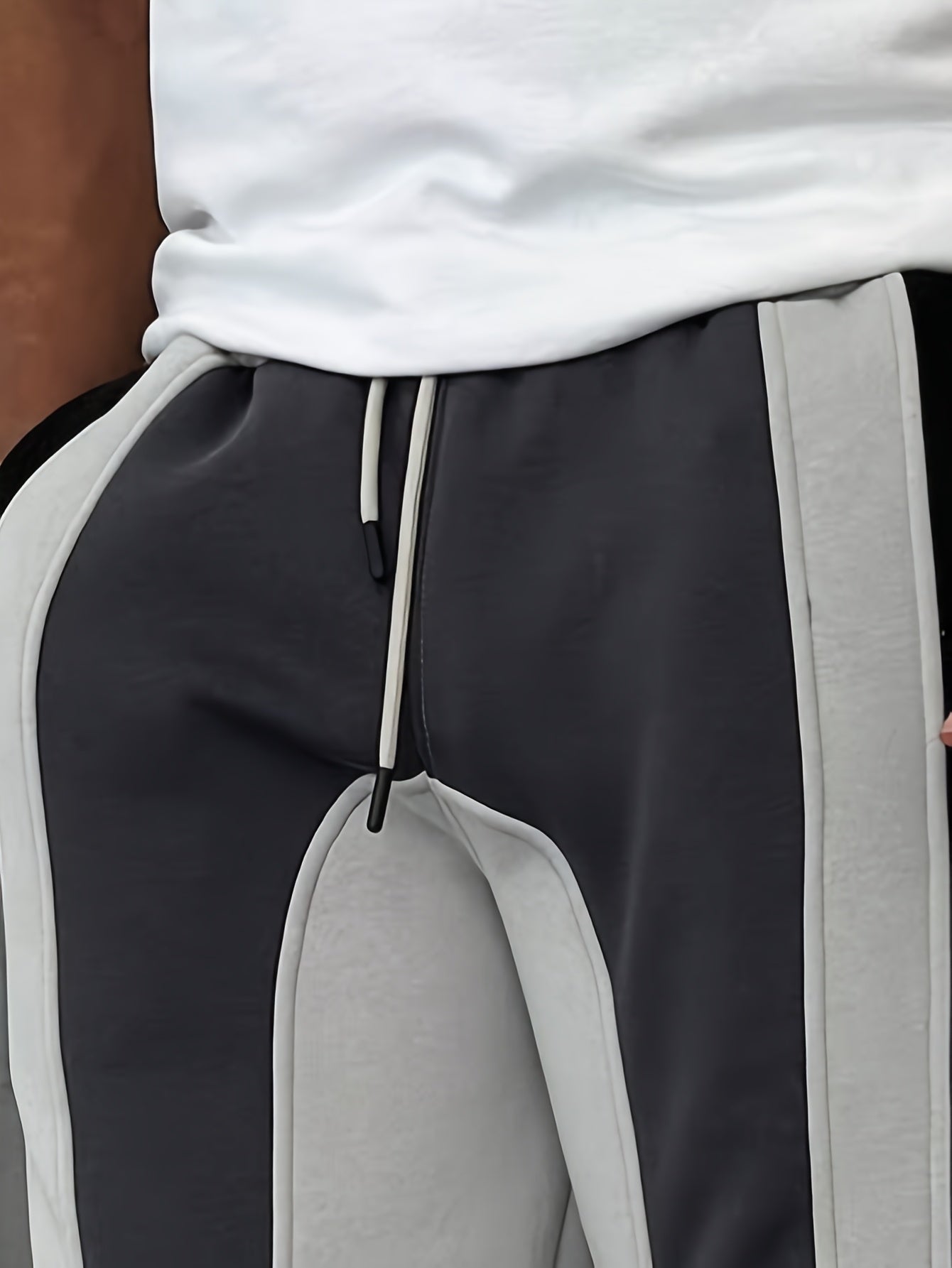 Casual Striped Color-Block Loose-Fit Straight-Leg Pants