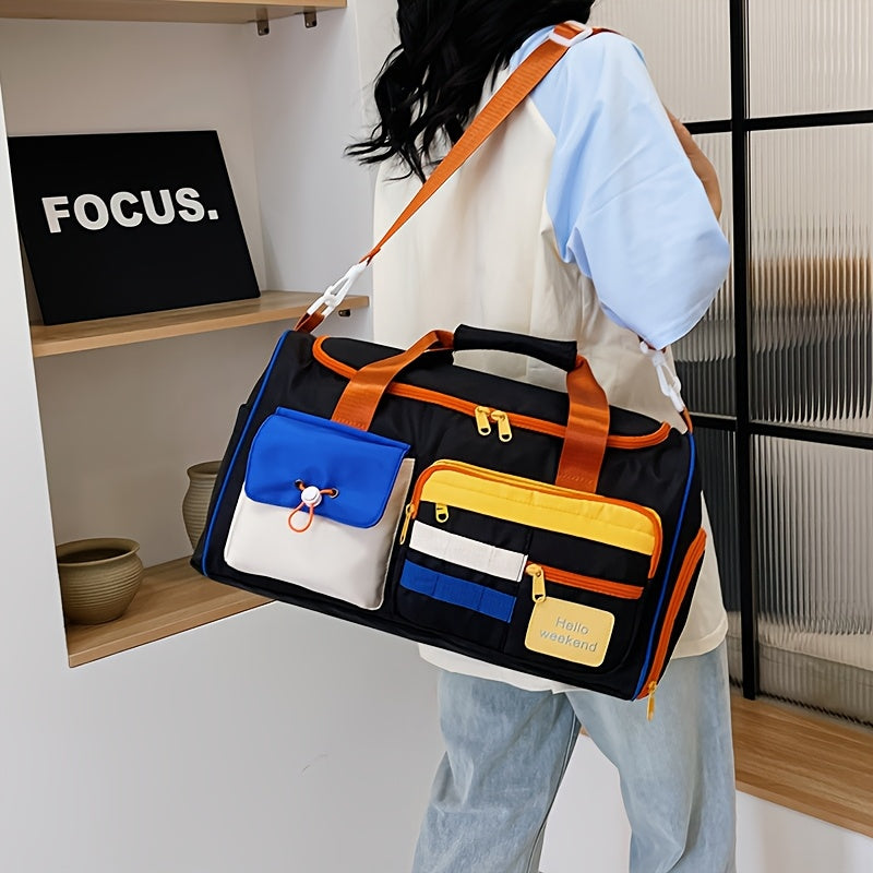 Color-Block Crossbody Fitness Bag