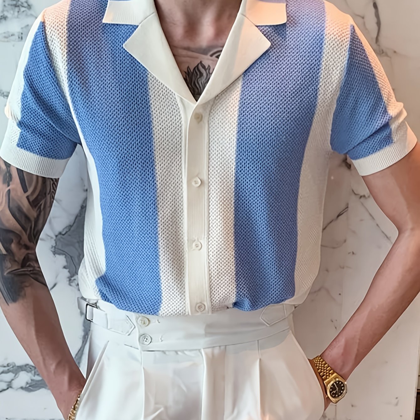 Men'S Casual Color Block Shirt