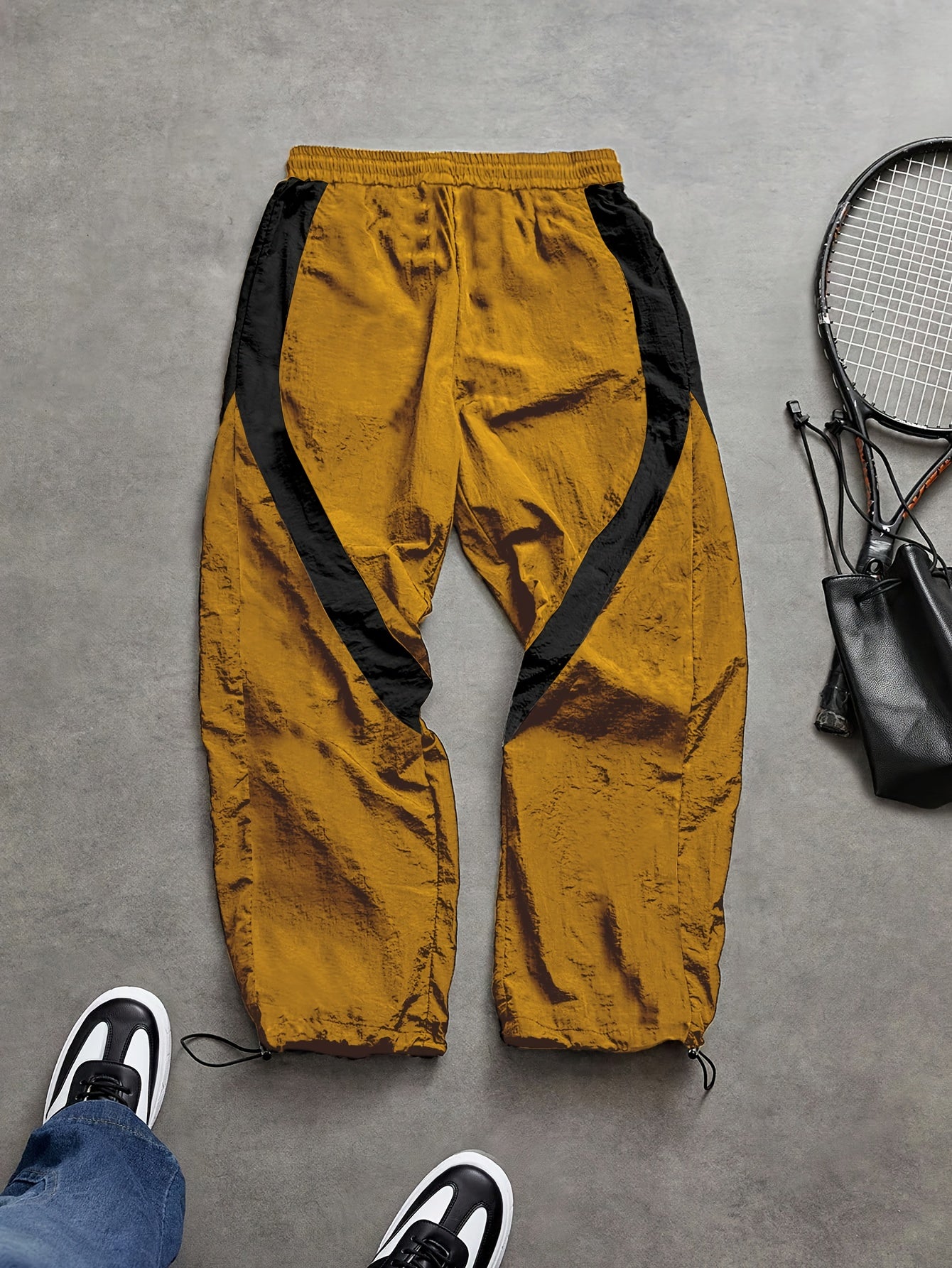 Patchwork Color-Block Striped Design Sports Pants