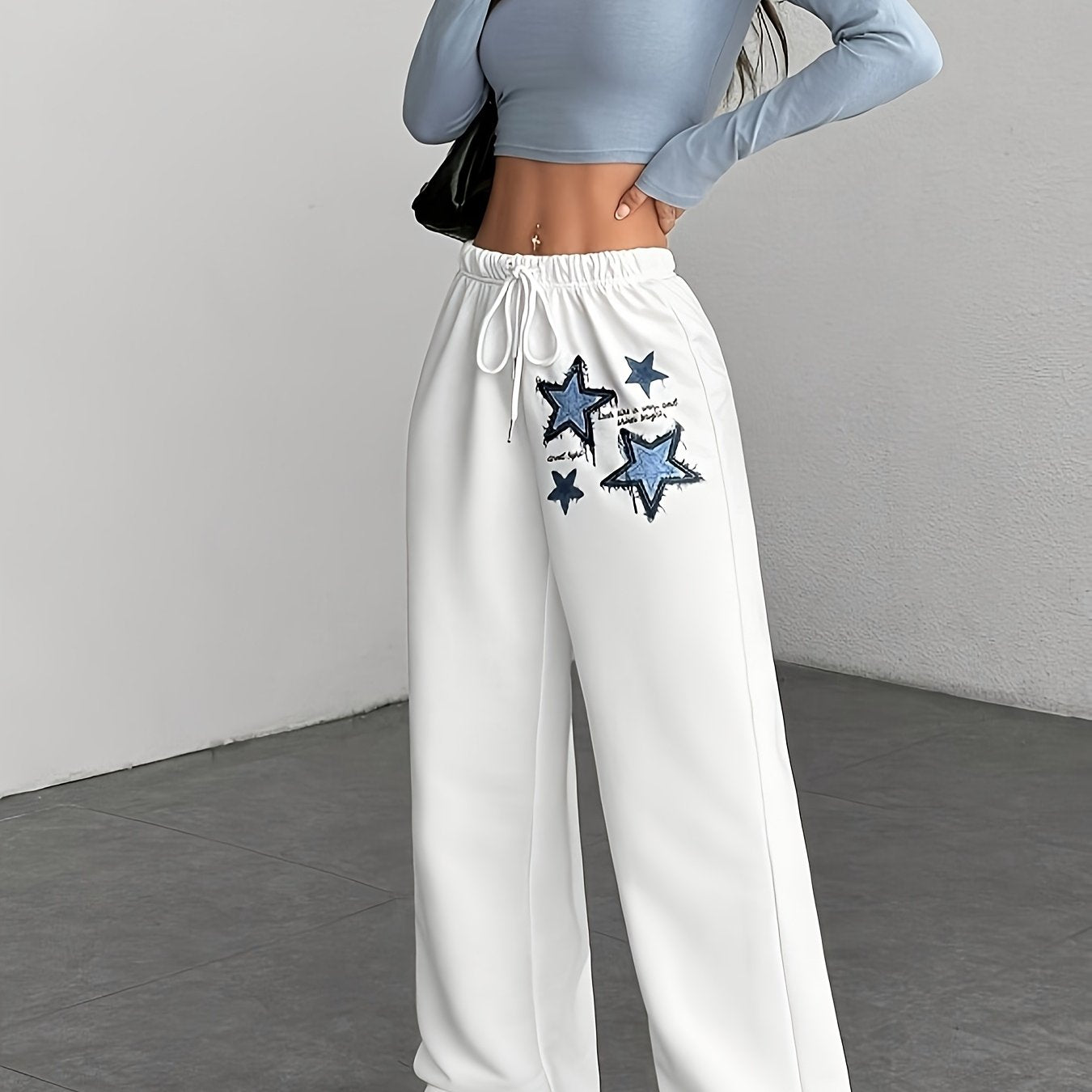Women's White Star Print Casual Pants