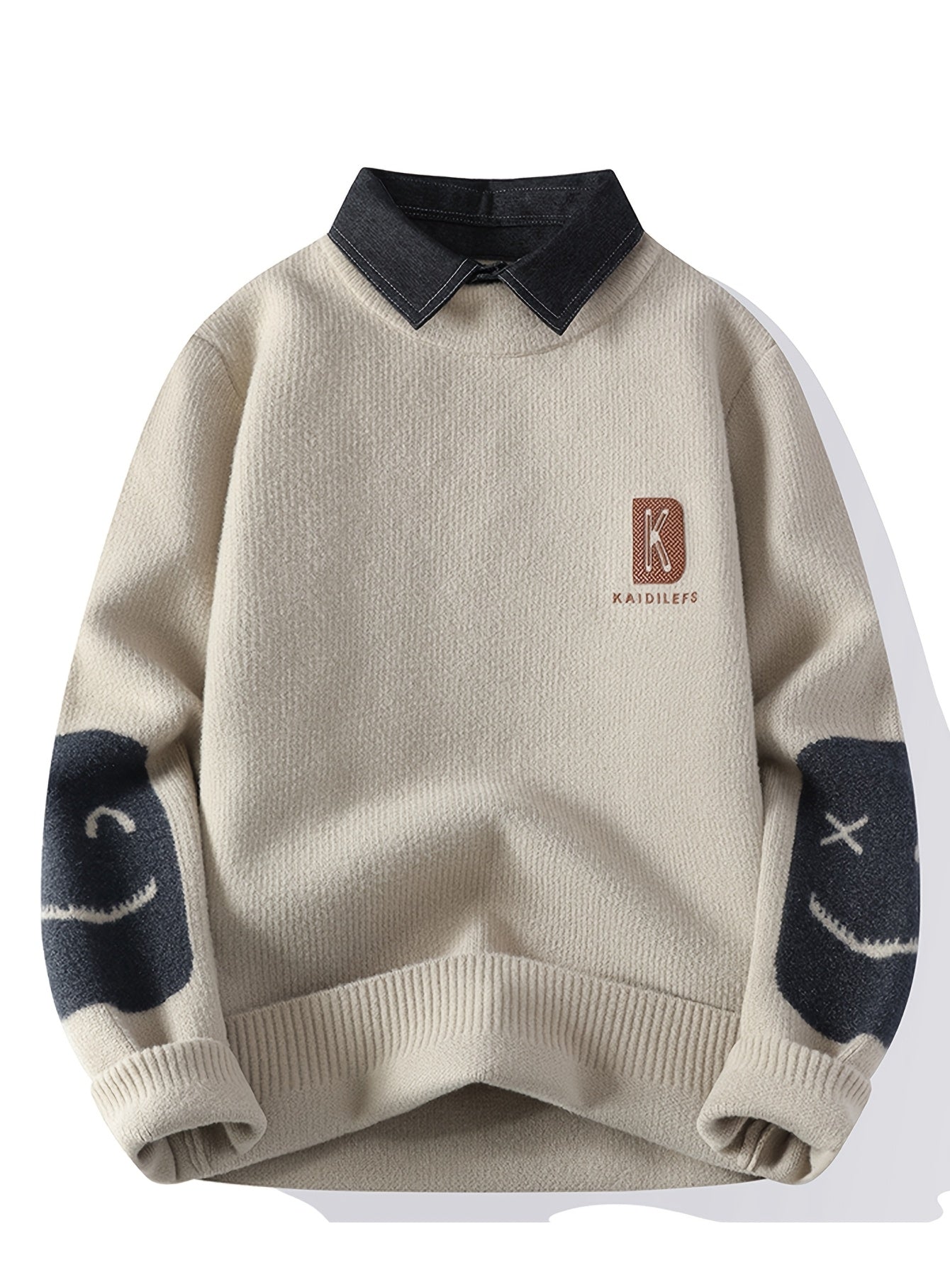 Knit Sweater with Faux Two-Piece Design