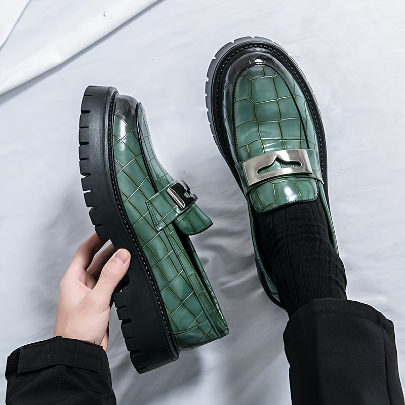 Men'S Crocodile Pattern Thick Sole Loafers