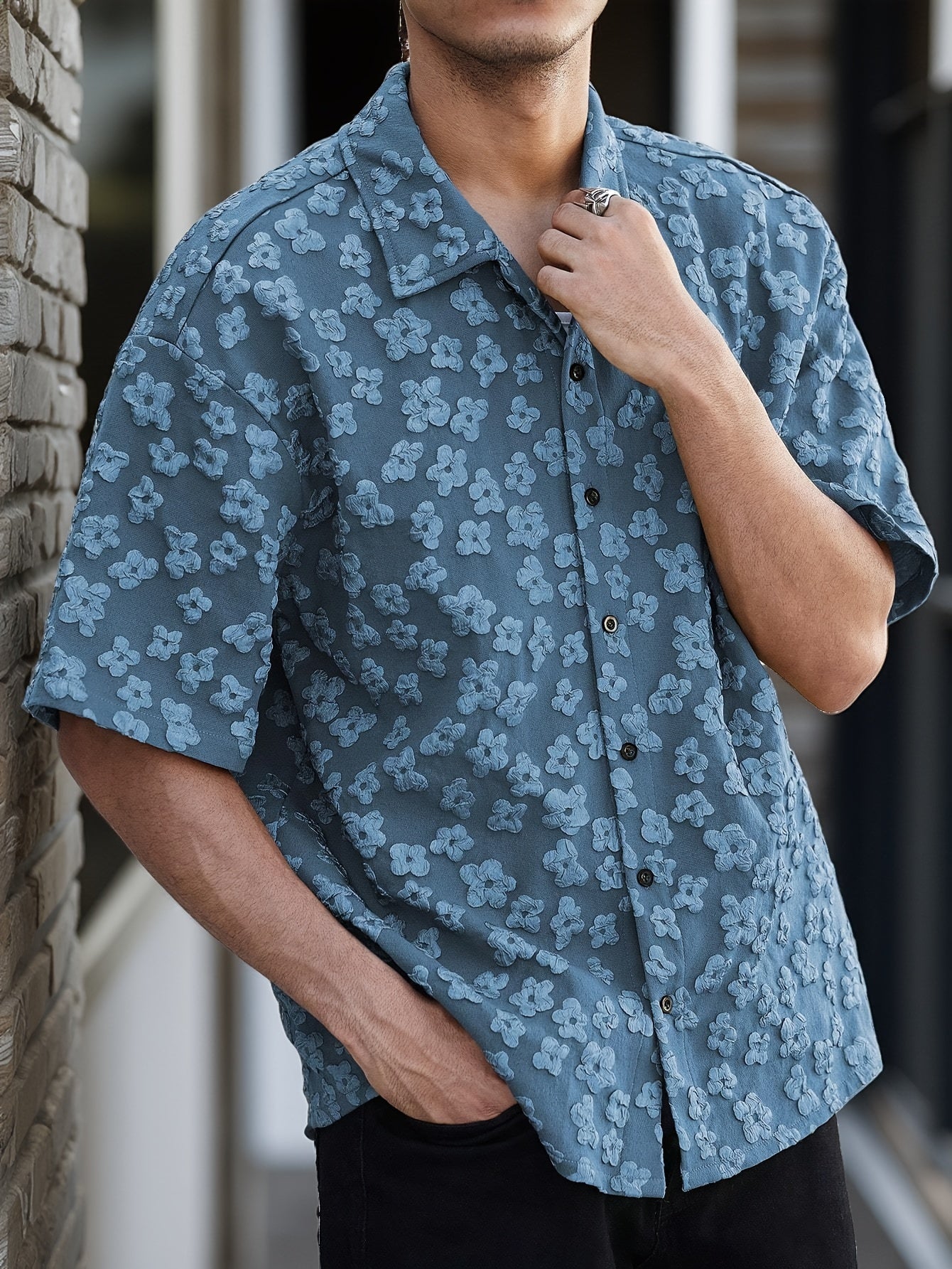 Summer Short Sleeve Button-Up Shirt
