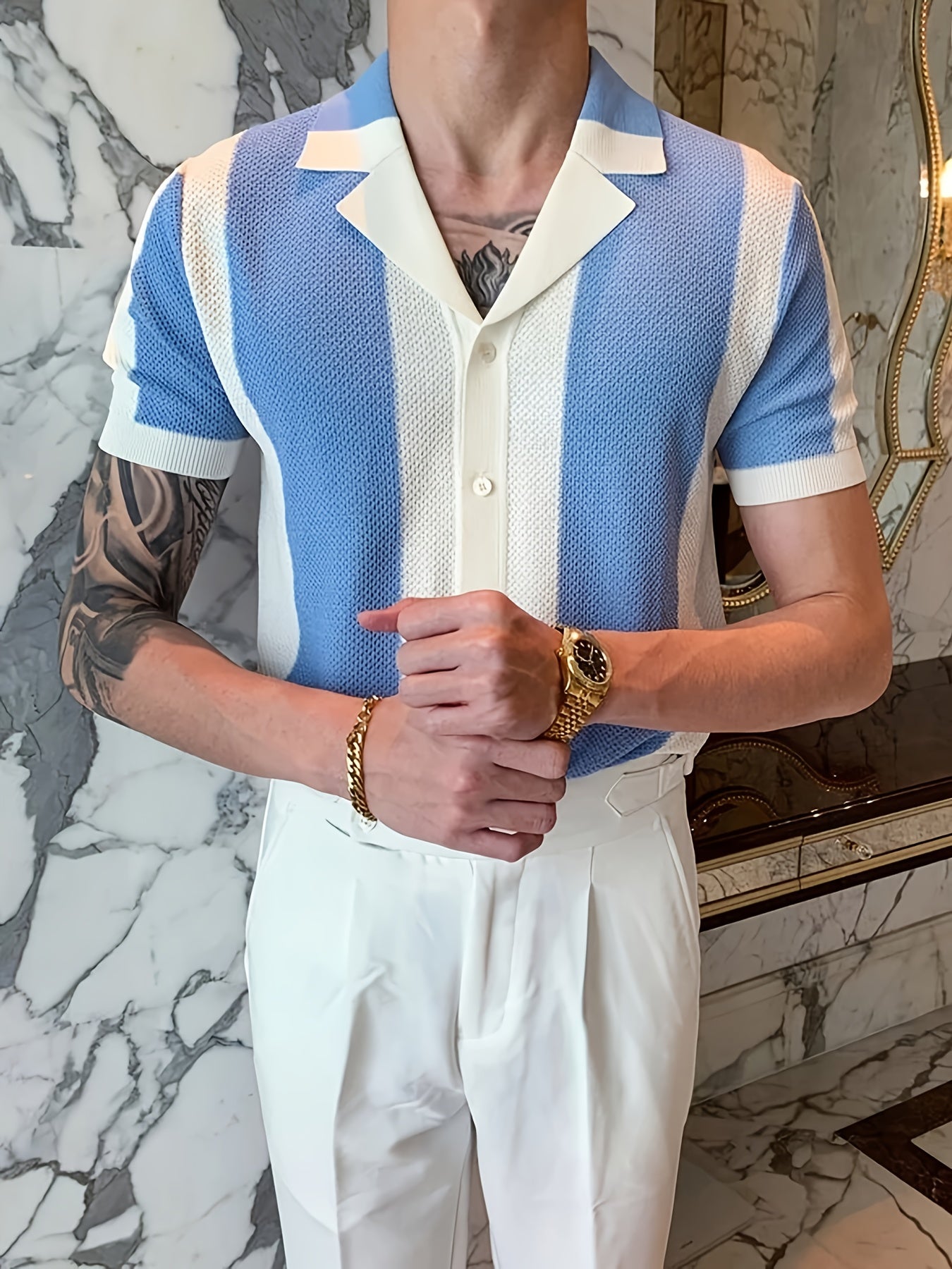 Men'S Casual Color Block Shirt