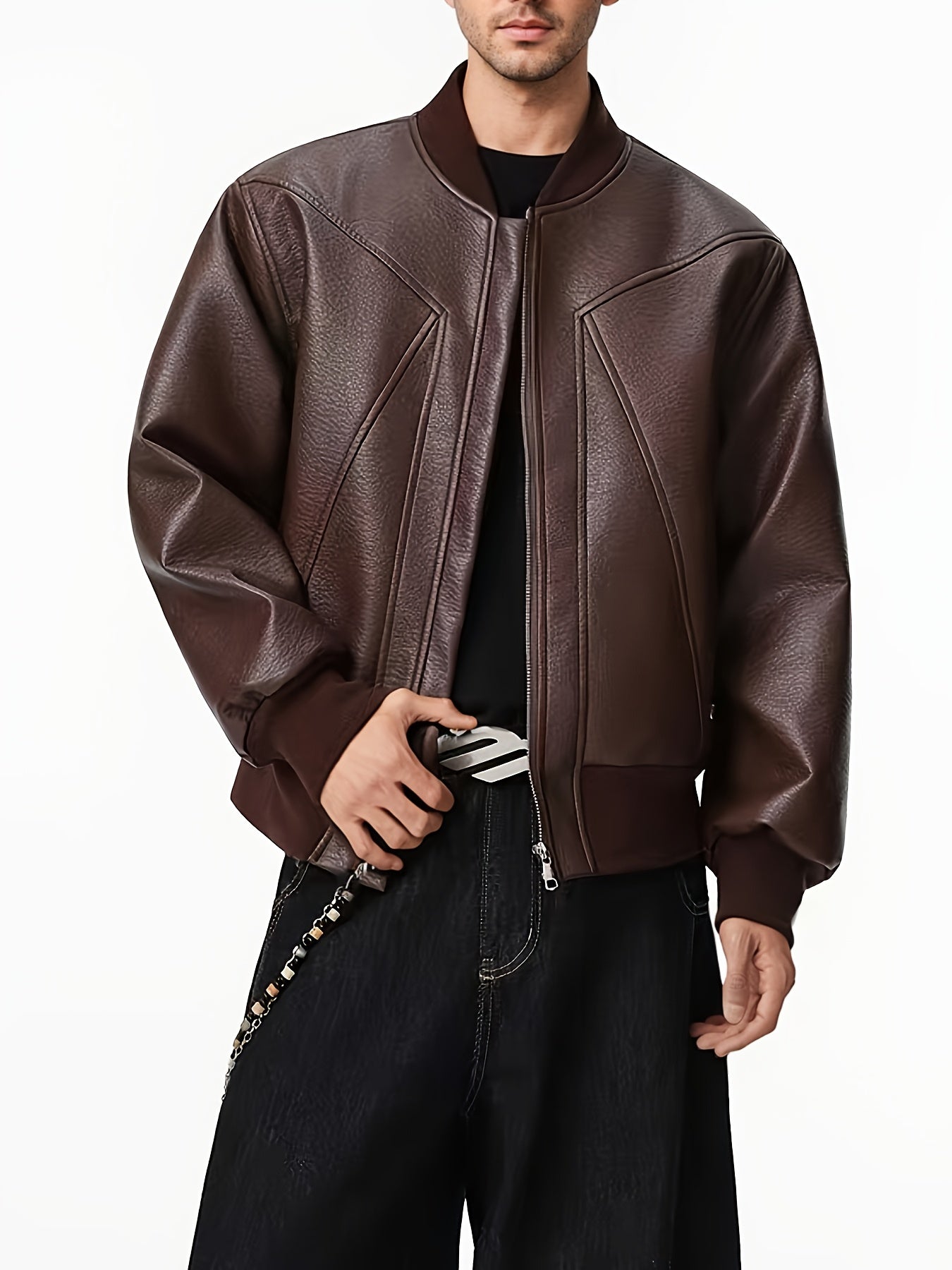 High-End Street Sport Casual Leather PU Jacket