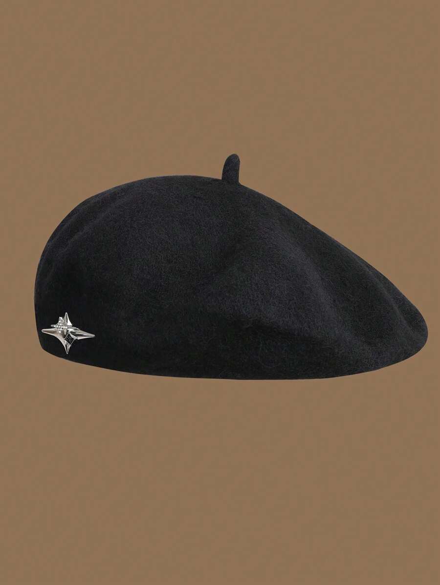 Men's Black Beret Hat
