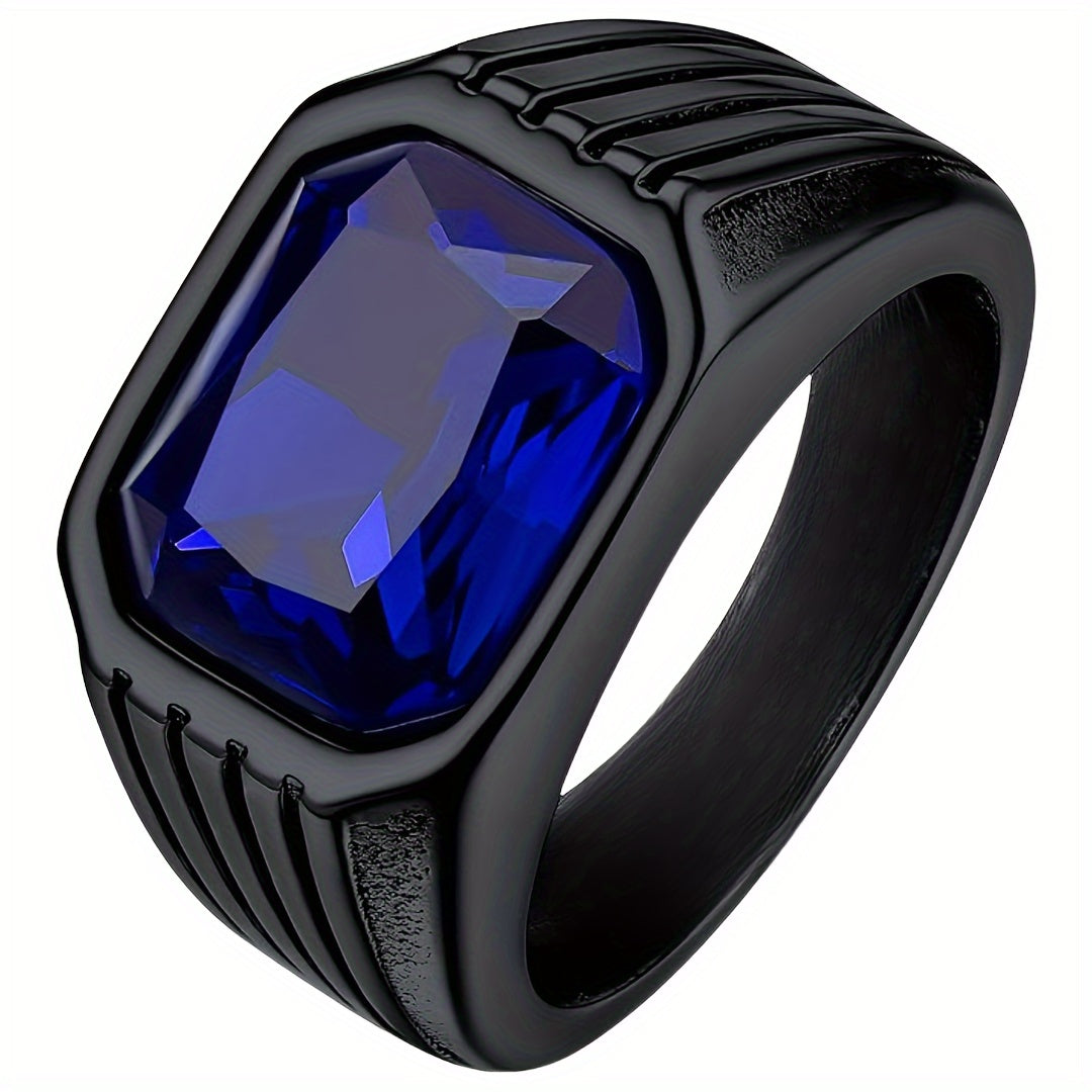 1pc Retro Octagonal Ring with Color Stone