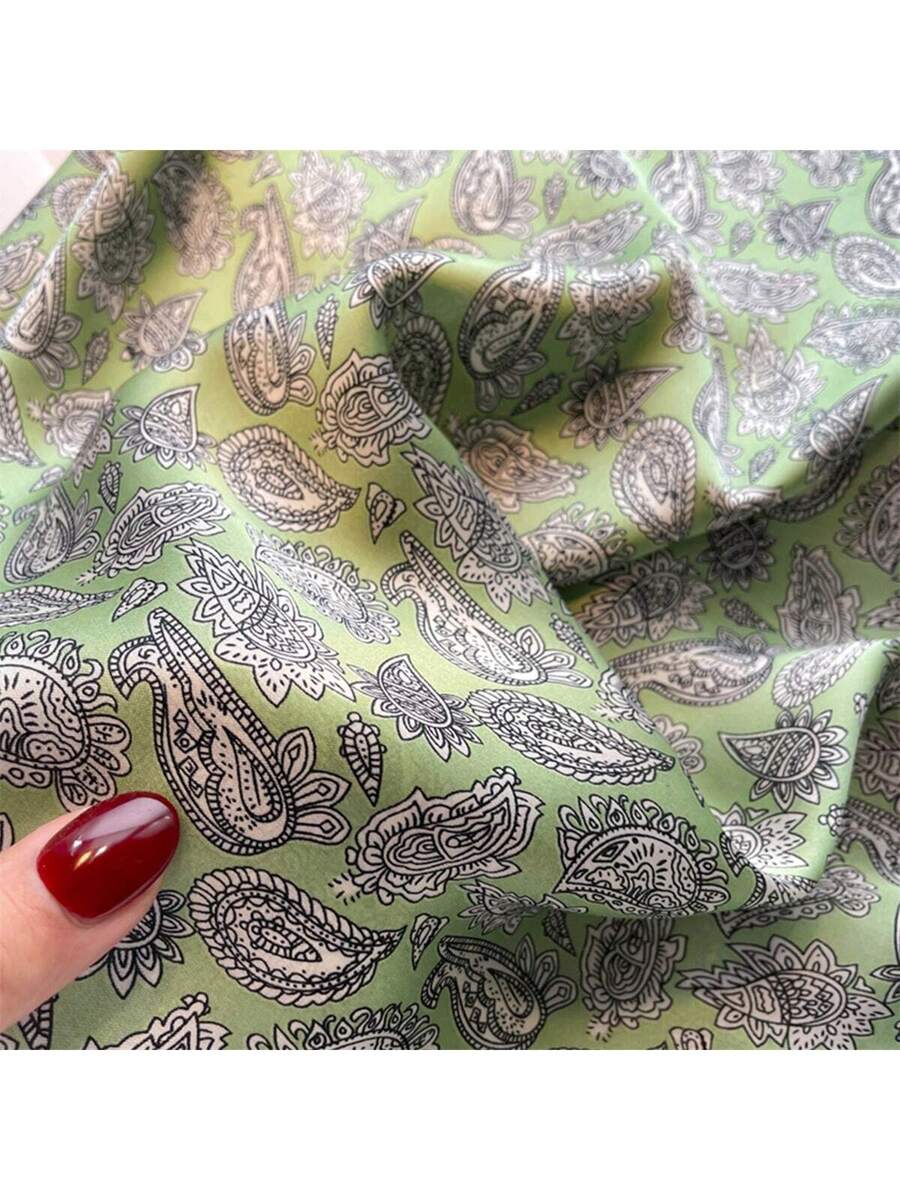 1pc Men Paisley Printed Imitation Silk Bandana Neckerchief