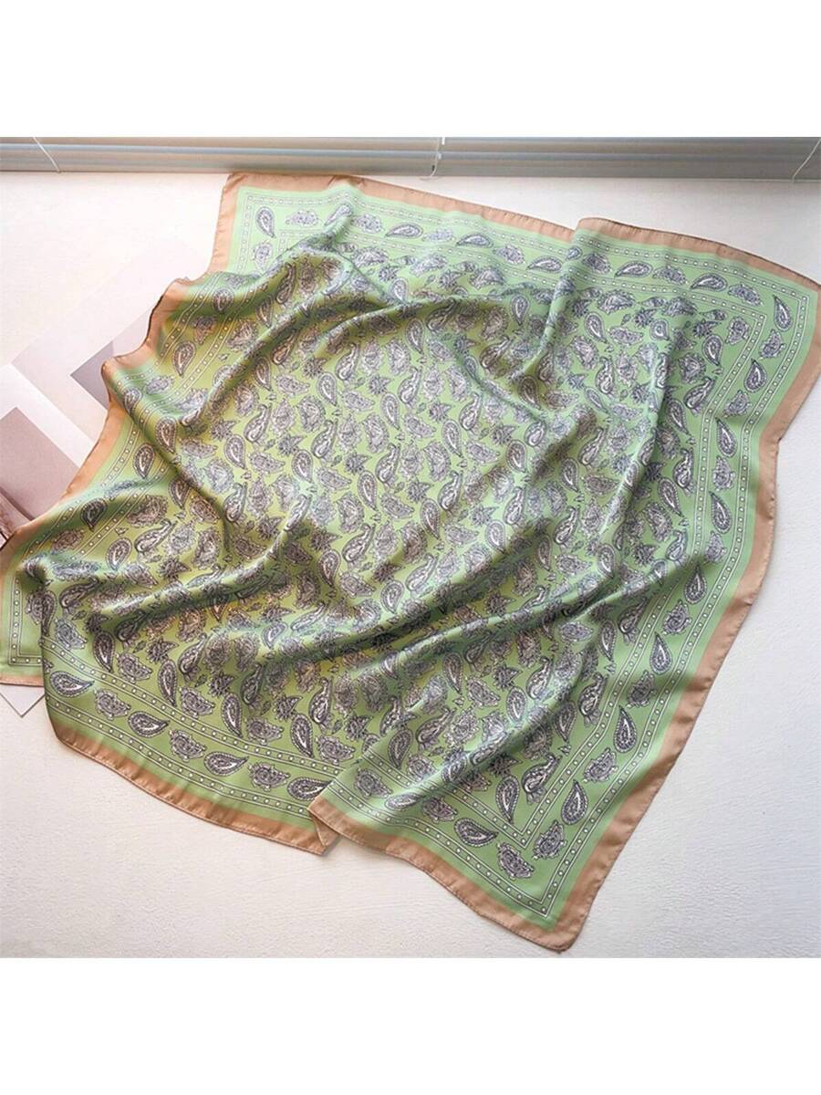 1pc Men Paisley Printed Imitation Silk Bandana Neckerchief