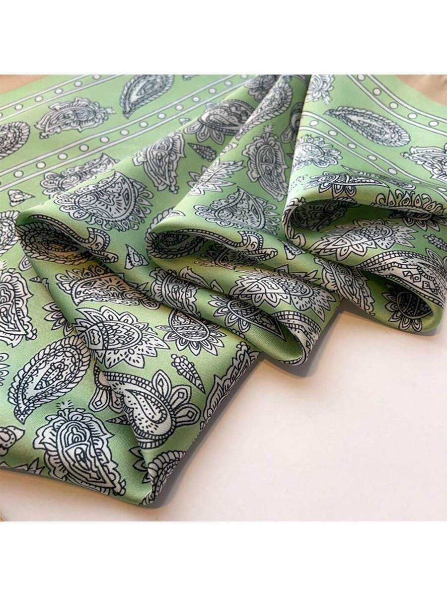 1pc Men Paisley Printed Imitation Silk Bandana Neckerchief