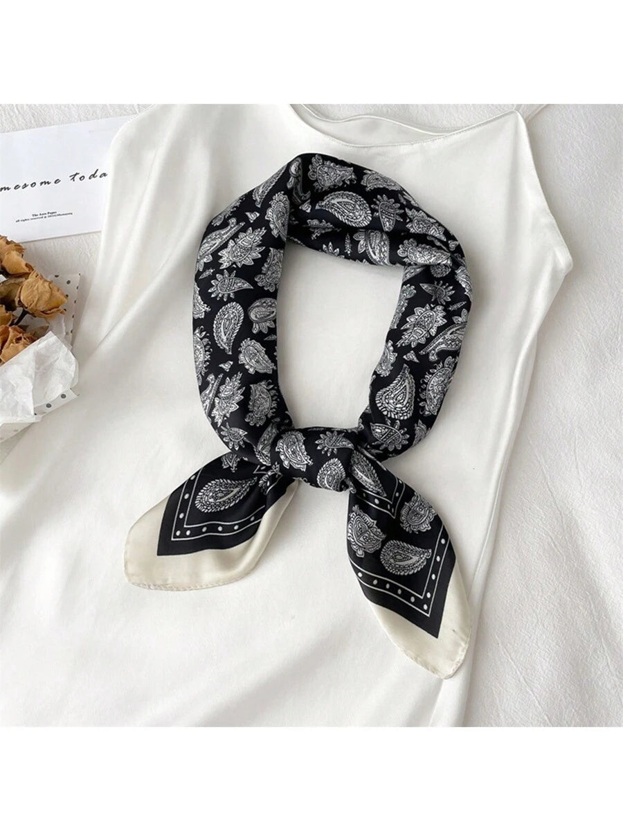 1pc Men Paisley Printed Imitation Silk Bandana Neckerchief