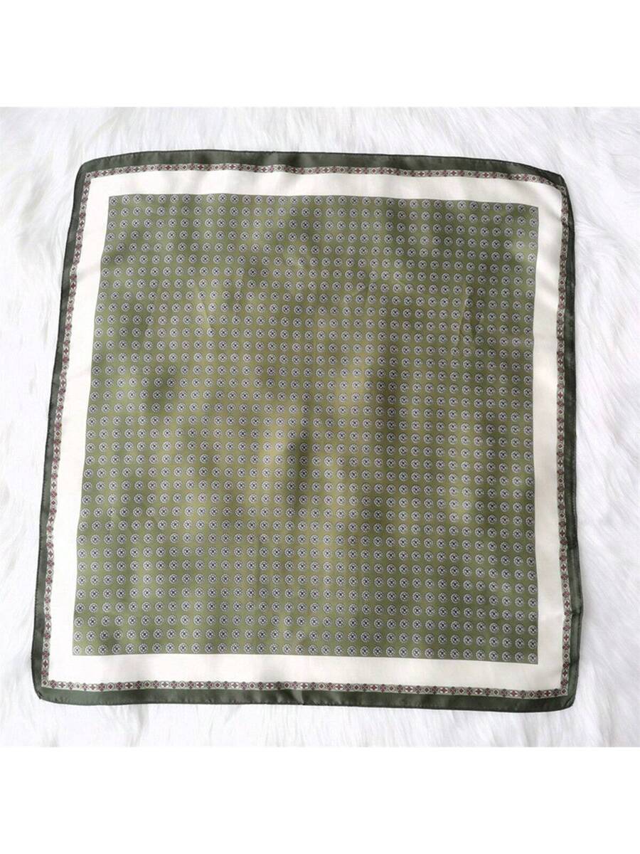 1pc Men Paisley Printed Imitation Silk Bandana Neckerchief