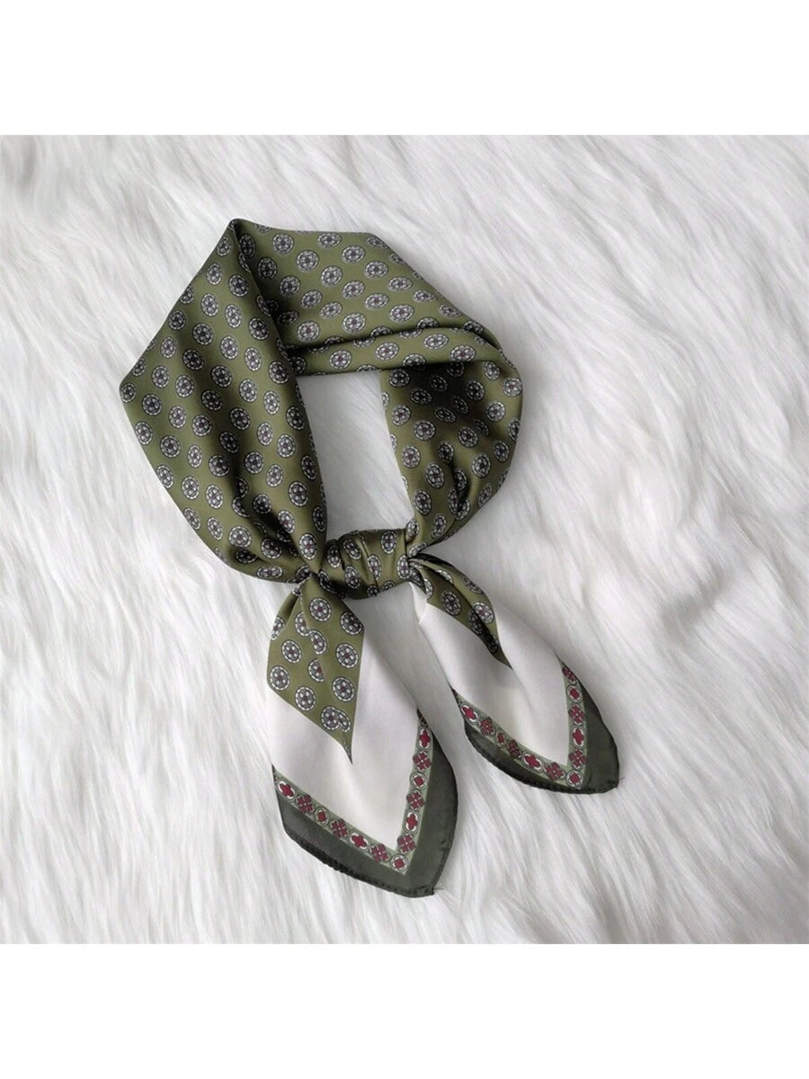 1pc Men Paisley Printed Imitation Silk Bandana Neckerchief