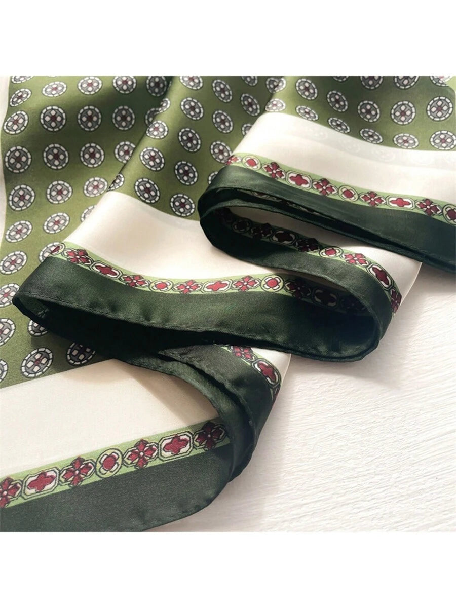 1pc Men Paisley Printed Imitation Silk Bandana Neckerchief