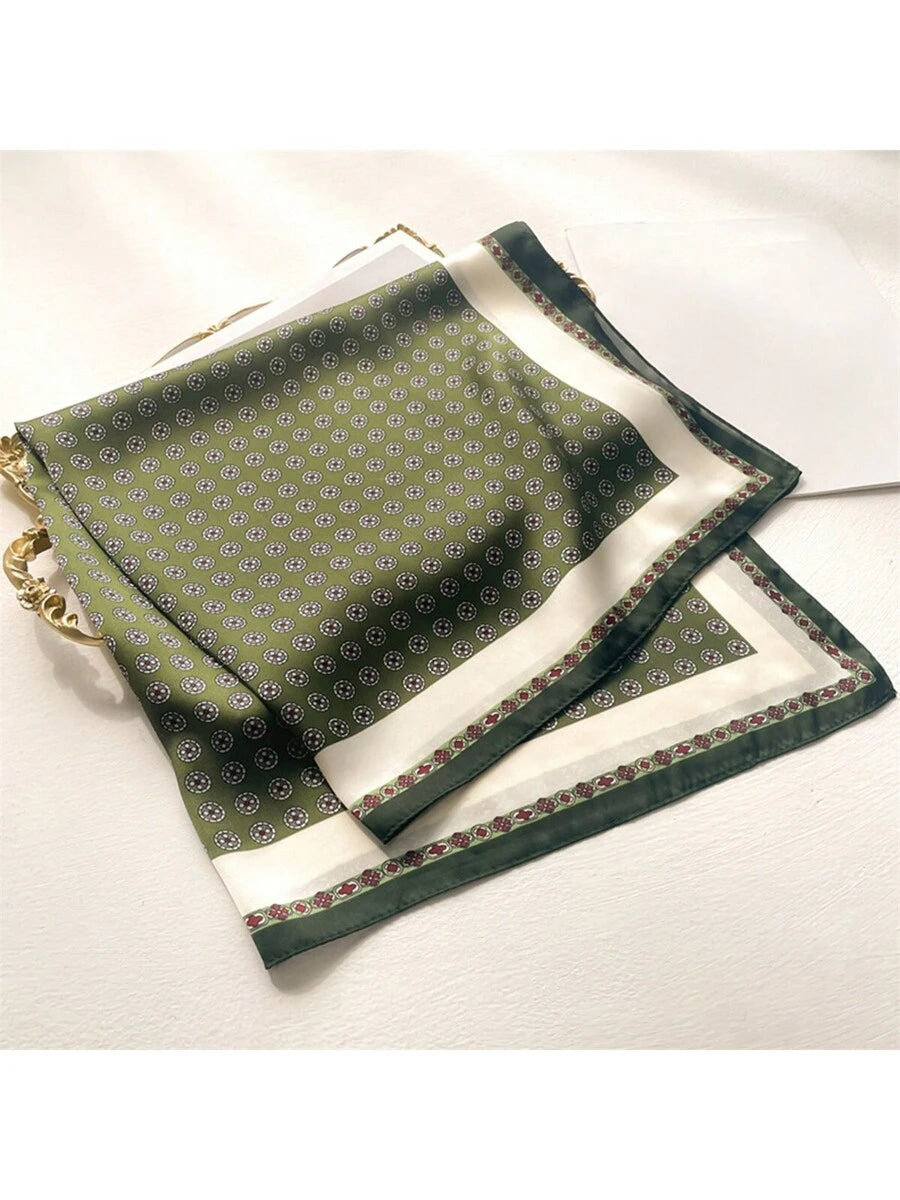 1pc Men Paisley Printed Imitation Silk Bandana Neckerchief