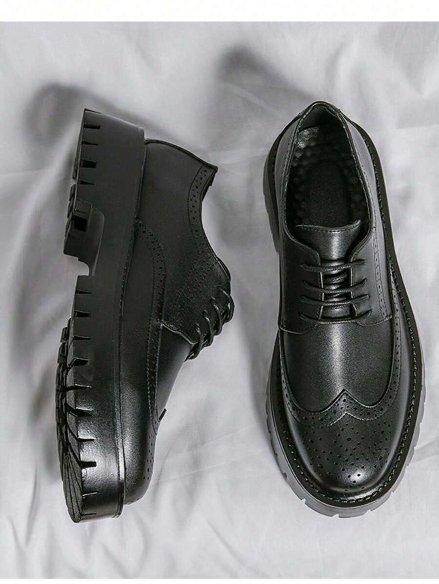 Men's Thick-Soled Lace-Up Casual leather Shoes