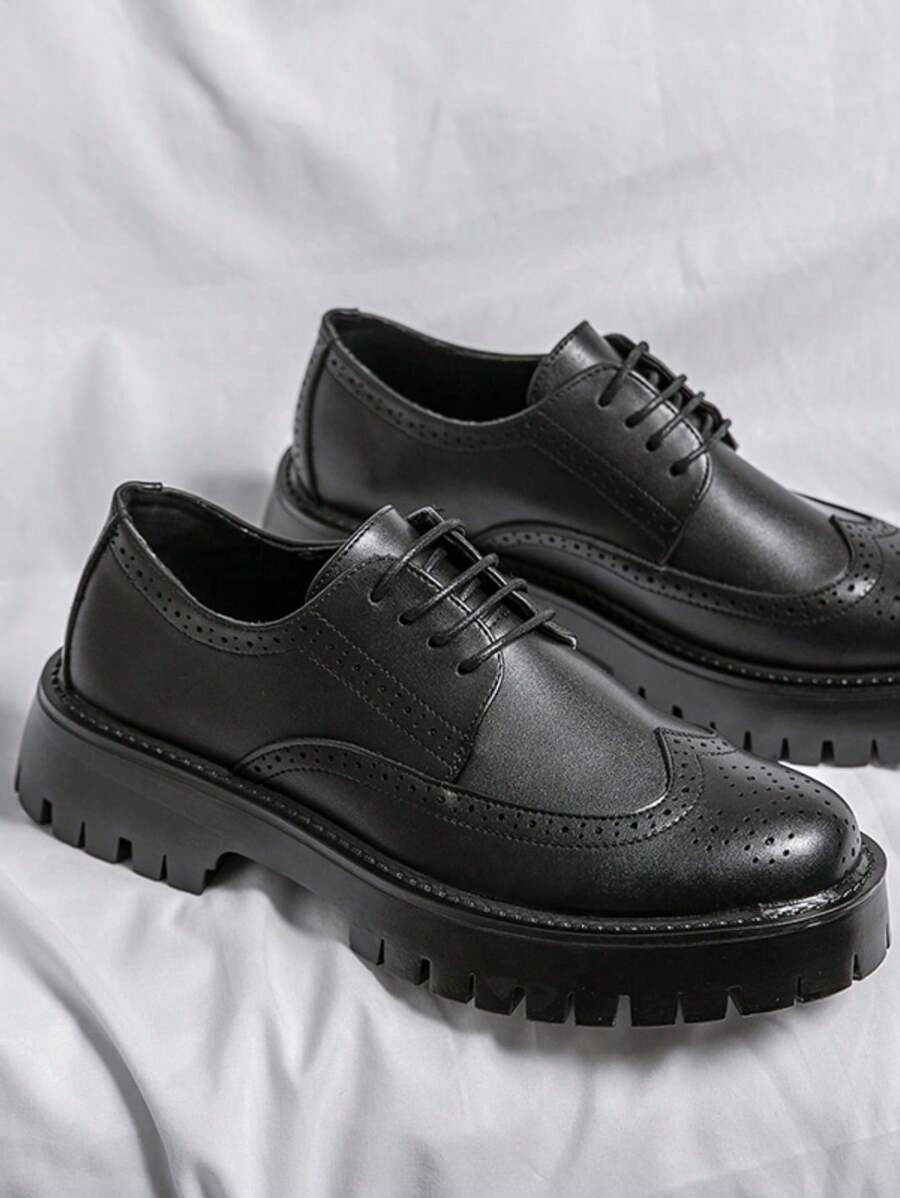 Men's Thick-Soled Lace-Up Casual leather Shoes