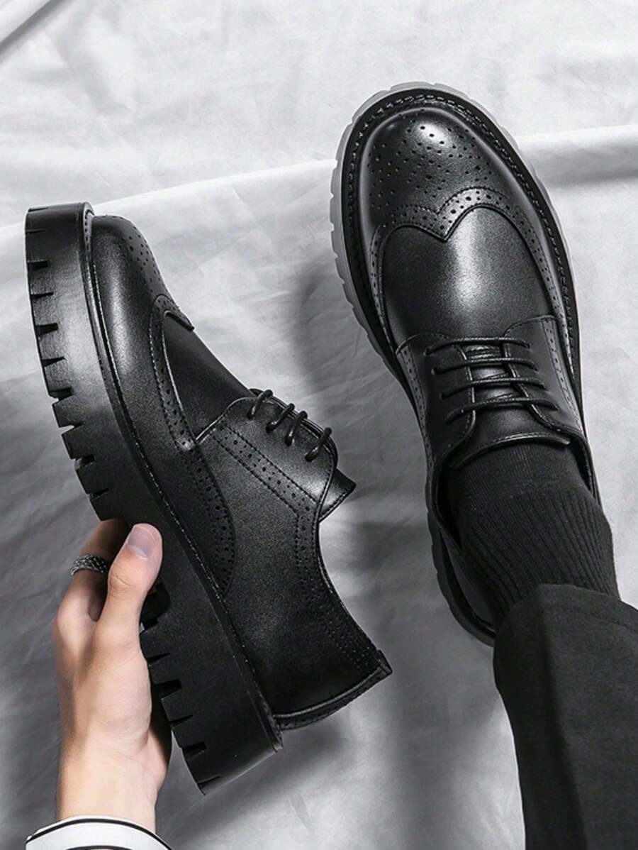Men's Thick-Soled Lace-Up Casual leather Shoes
