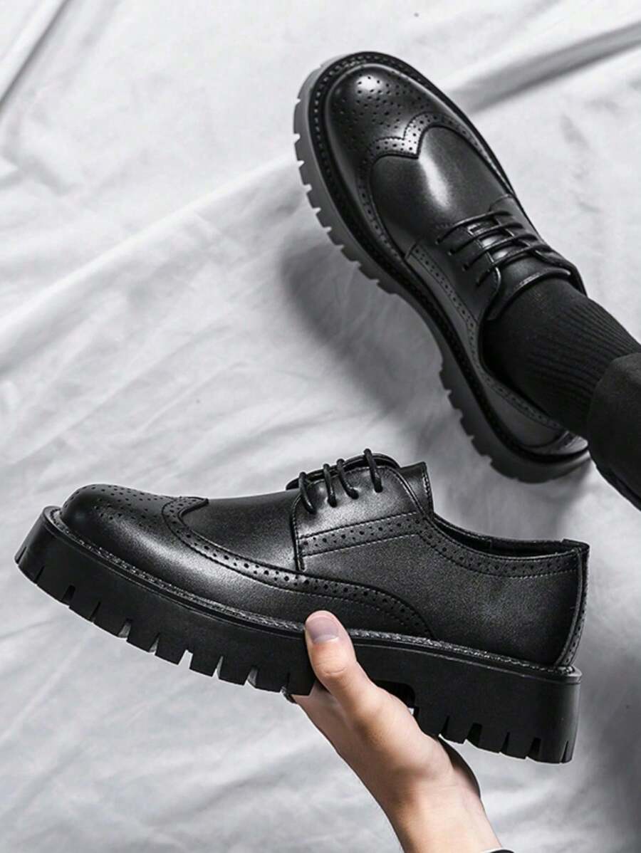 Men's Thick-Soled Lace-Up Casual leather Shoes