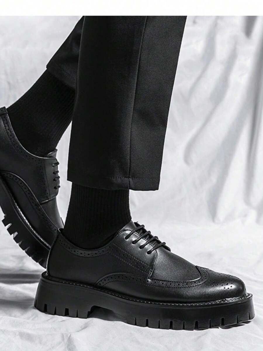Men's Thick-Soled Lace-Up Casual leather Shoes