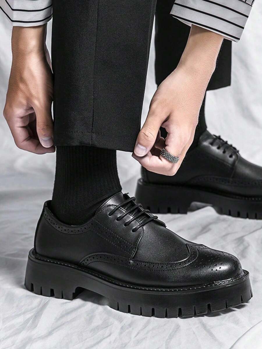 Men's Thick-Soled Lace-Up Casual leather Shoes