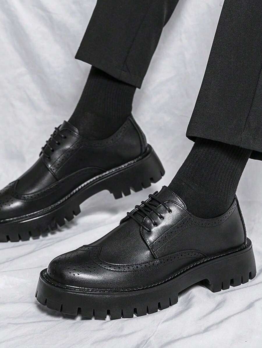 Men's Thick-Soled Lace-Up Casual leather Shoes
