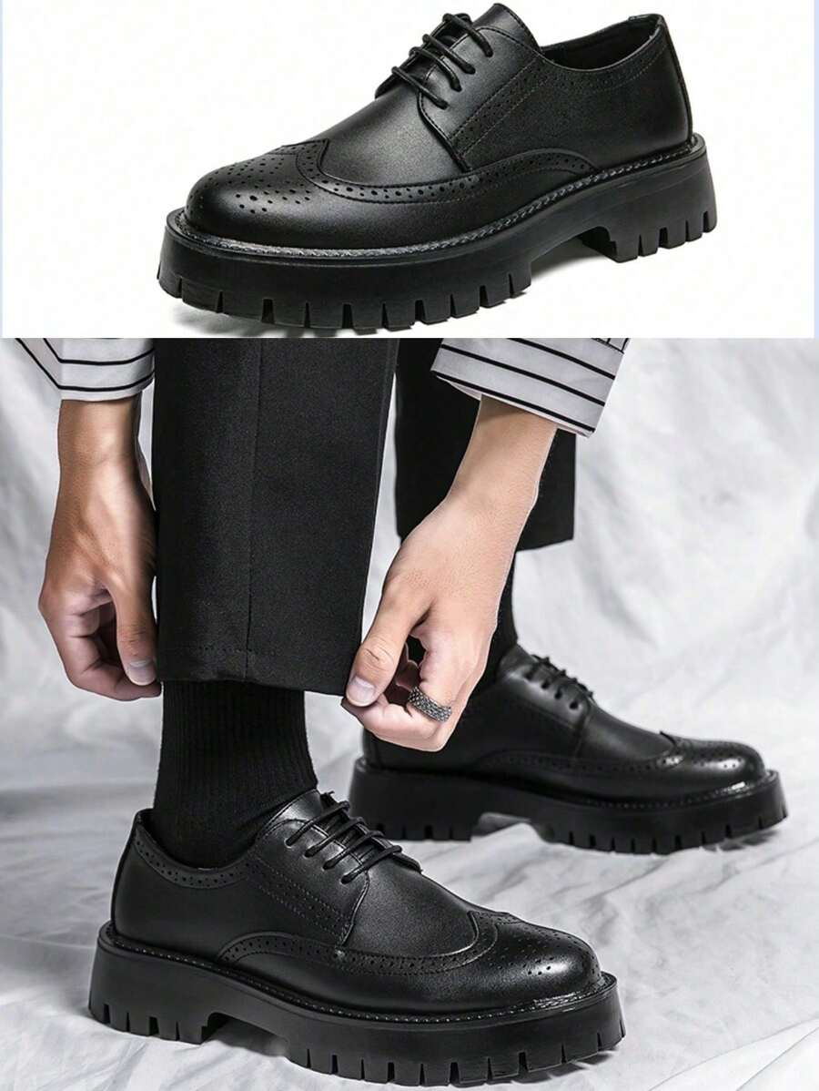 Men's Thick-Soled Lace-Up Casual leather Shoes