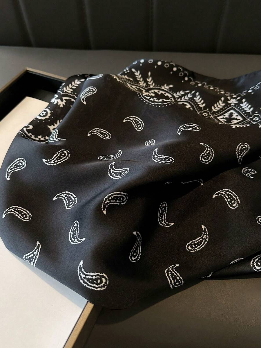 1pc Paisley Printed 70cm Faux Silk Square Scarf/Bandana