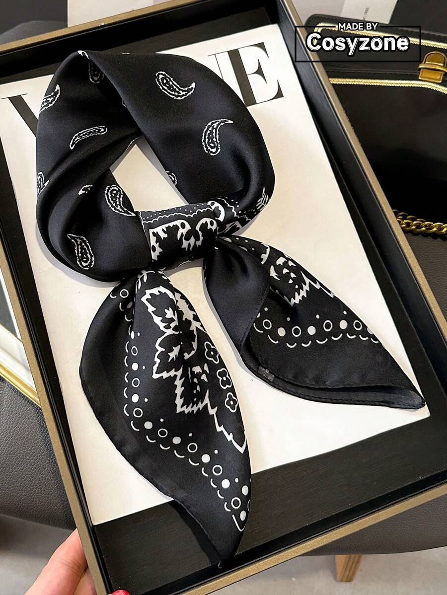 1pc Paisley Printed 70cm Faux Silk Square Scarf/Bandana