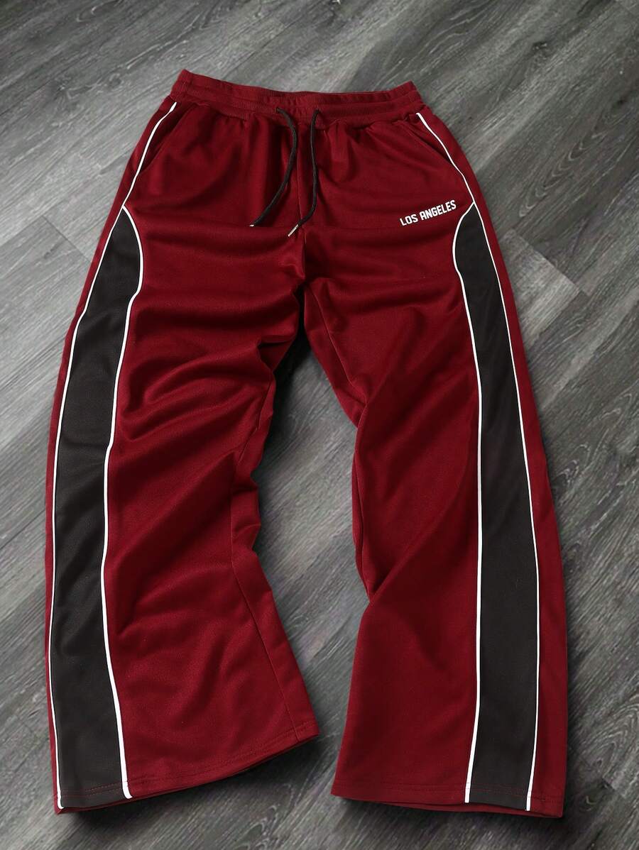 Men's Solid Color Patchwork Sweatpants