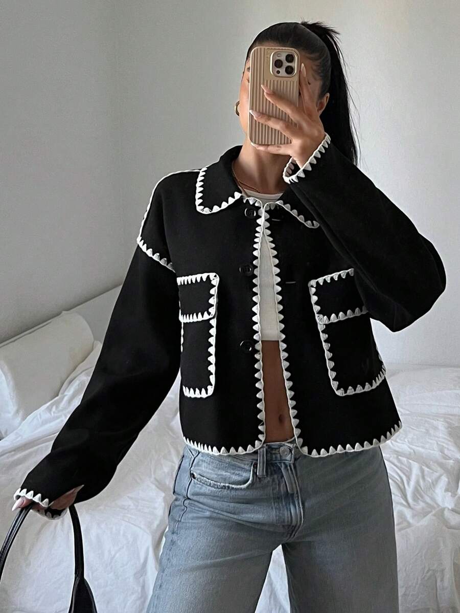 Women’s Contrast Color Cropped Jacket