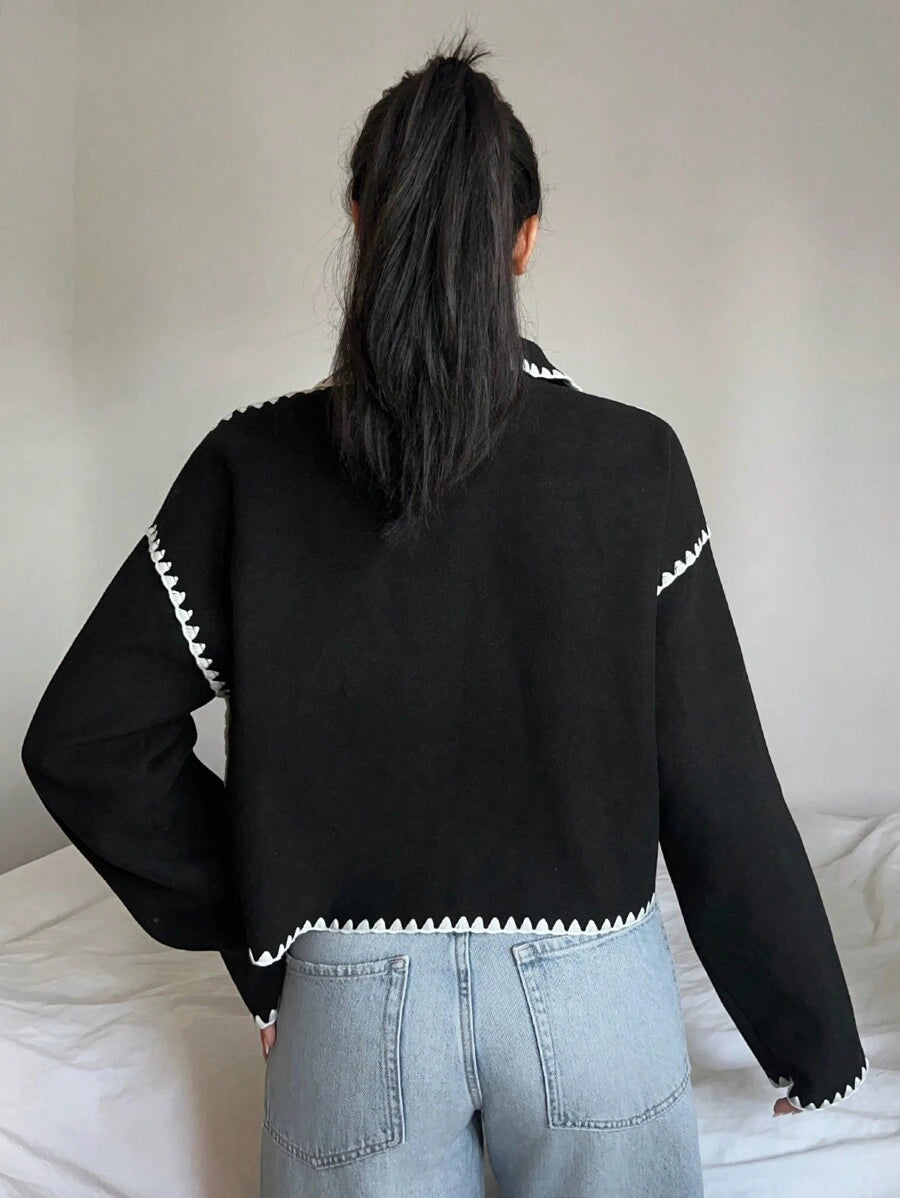 Women’s Contrast Color Cropped Jacket