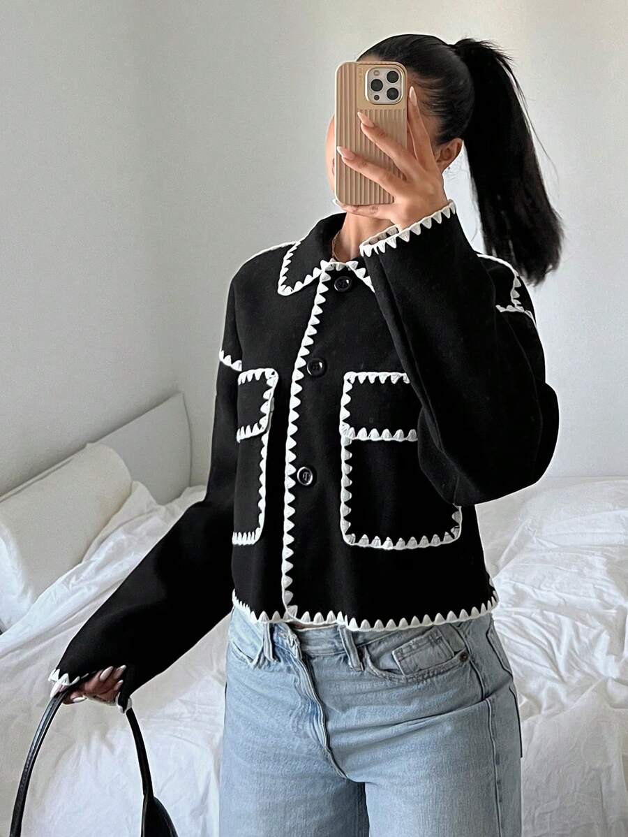 Women’s Contrast Color Cropped Jacket