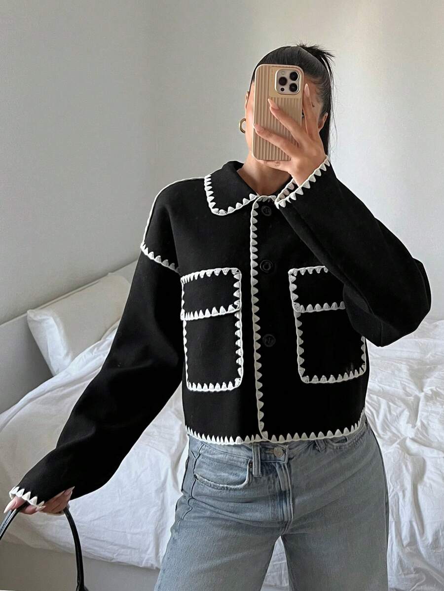 Women’s Contrast Color Cropped Jacket