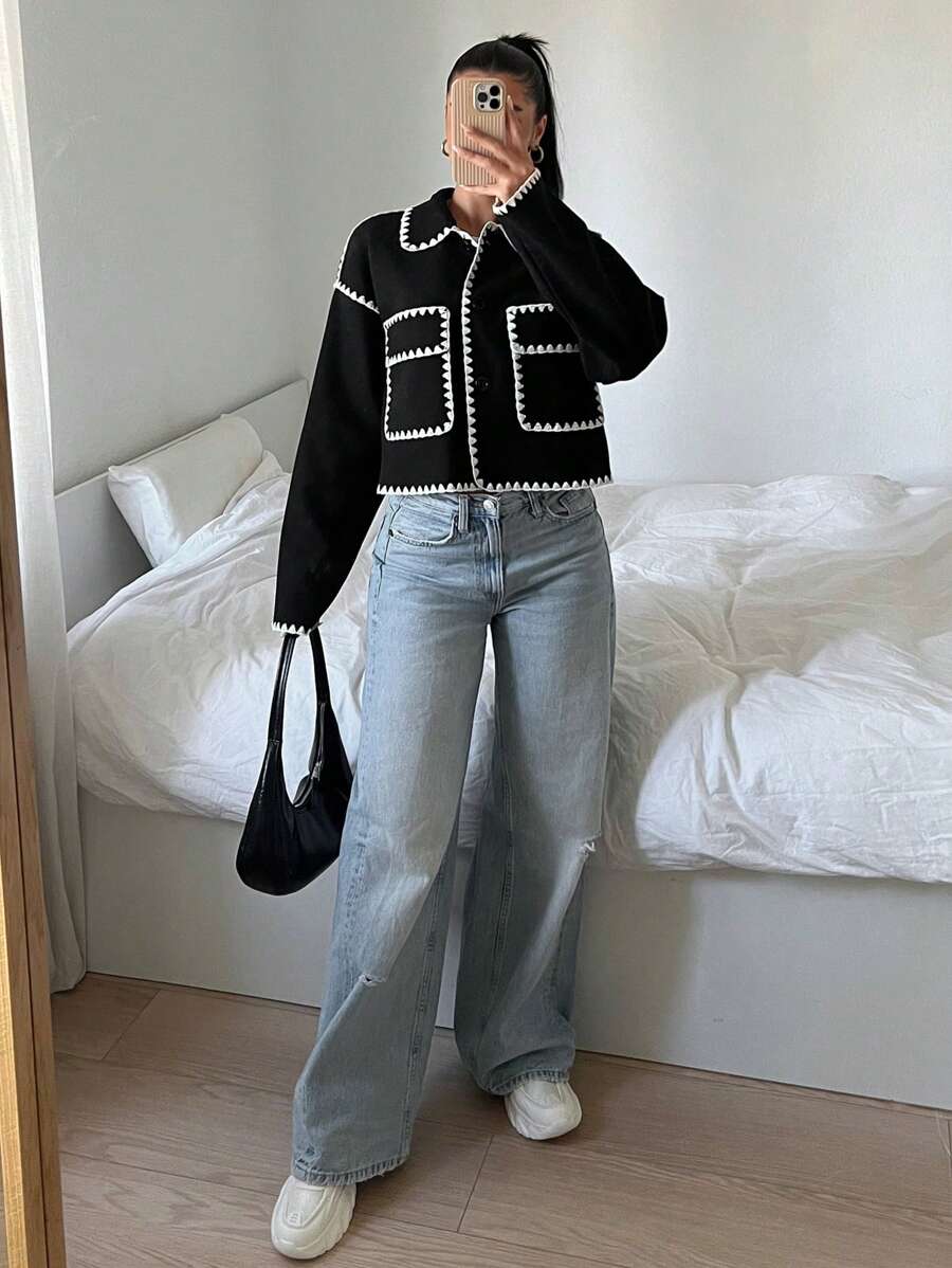 Women’s Contrast Color Cropped Jacket
