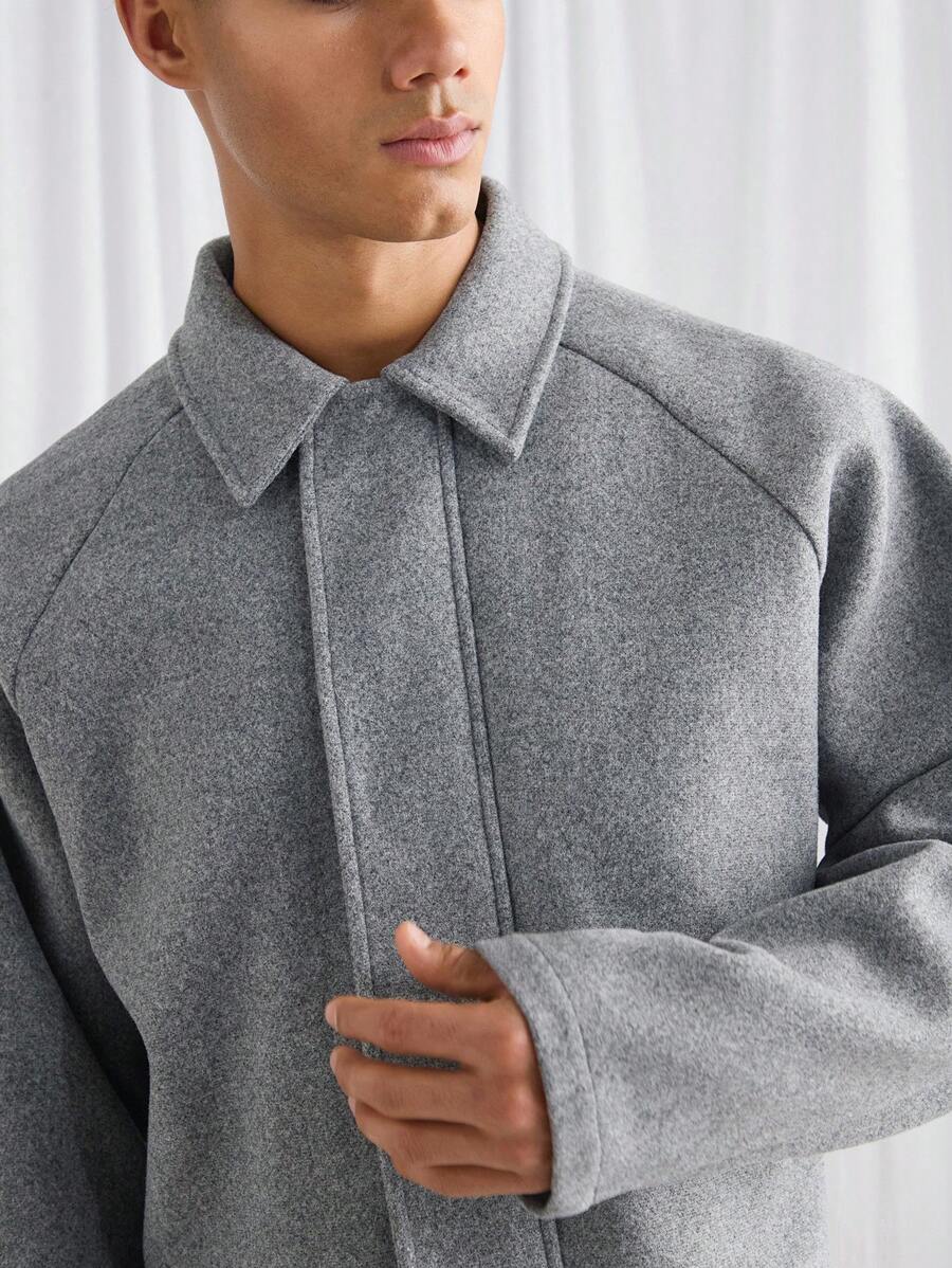 Boxy Casual Turndown Collar Long Sleeve Jacket
