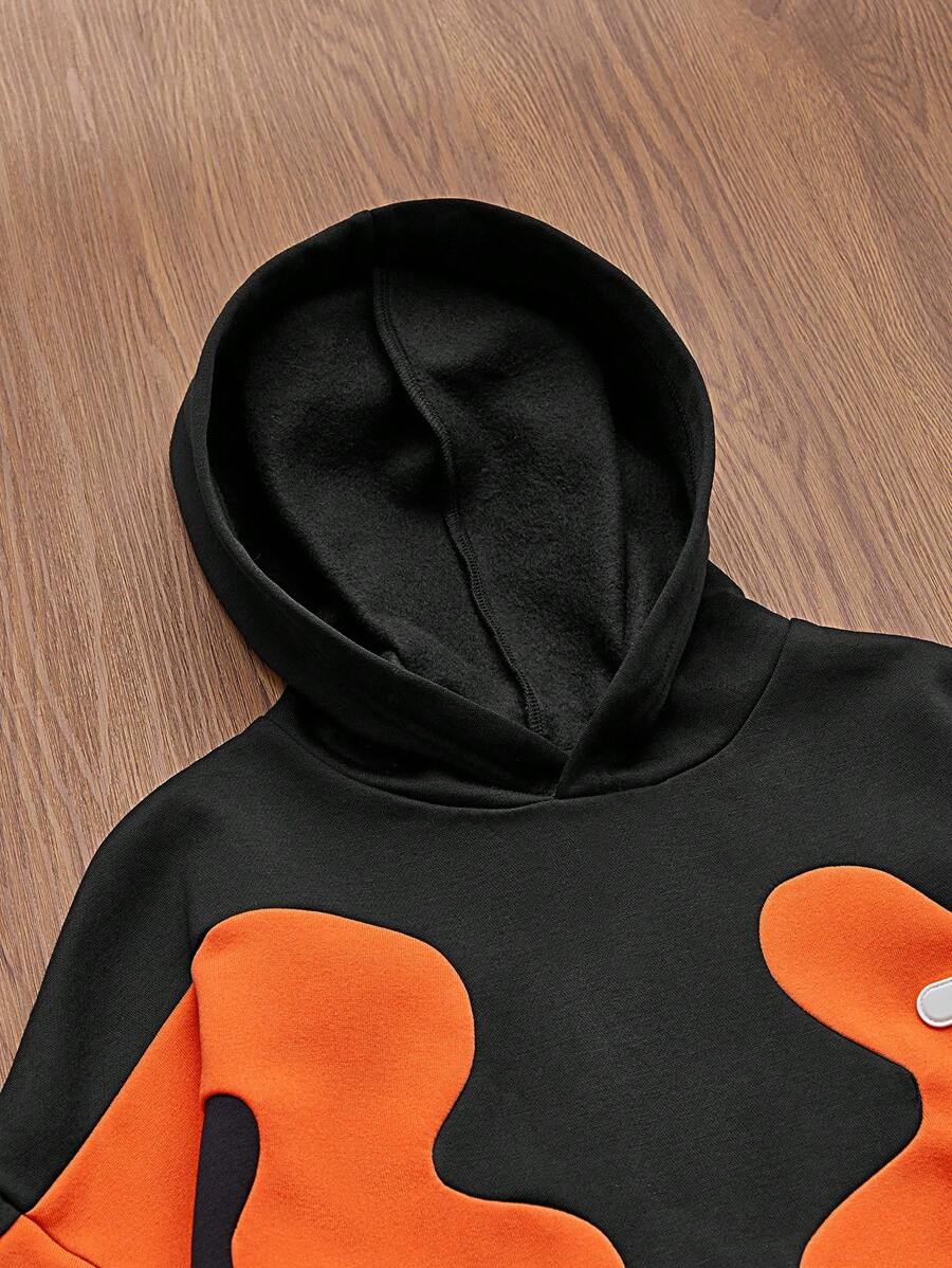 Knitted Everyday Casual Loose Patchwork Hoodie