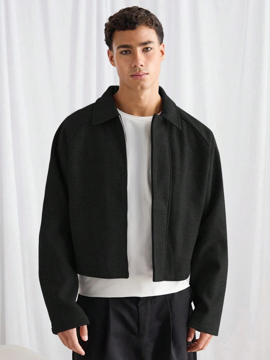 Boxy Casual Turndown Collar Long Sleeve Jacket