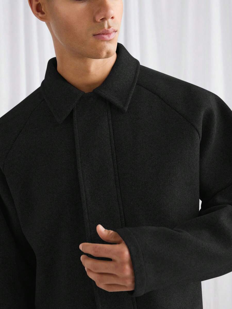 Boxy Casual Turndown Collar Long Sleeve Jacket