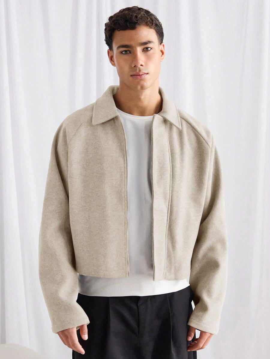 Boxy Casual Turndown Collar Long Sleeve Jacket