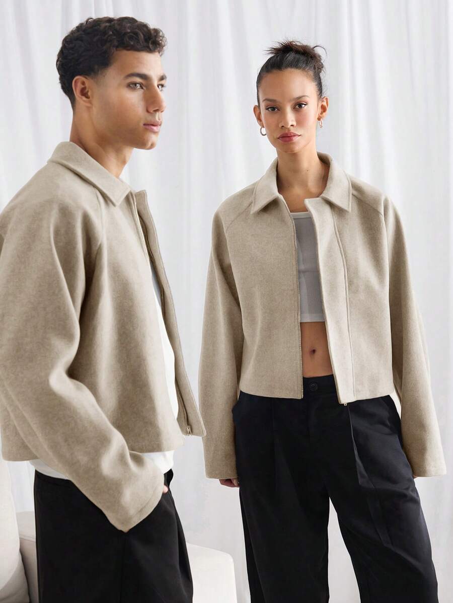 Boxy Casual Turndown Collar Long Sleeve Jacket