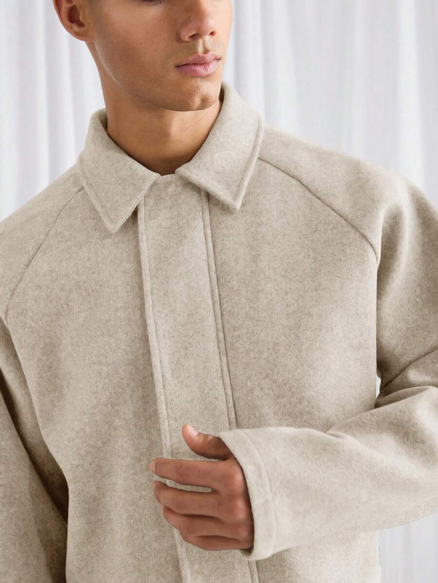Boxy Casual Turndown Collar Long Sleeve Jacket