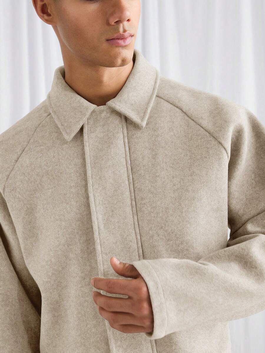 Boxy Casual Turndown Collar Long Sleeve Jacket